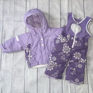 Columbia Purple Winter Jacket & Floral Bib Snow Pants